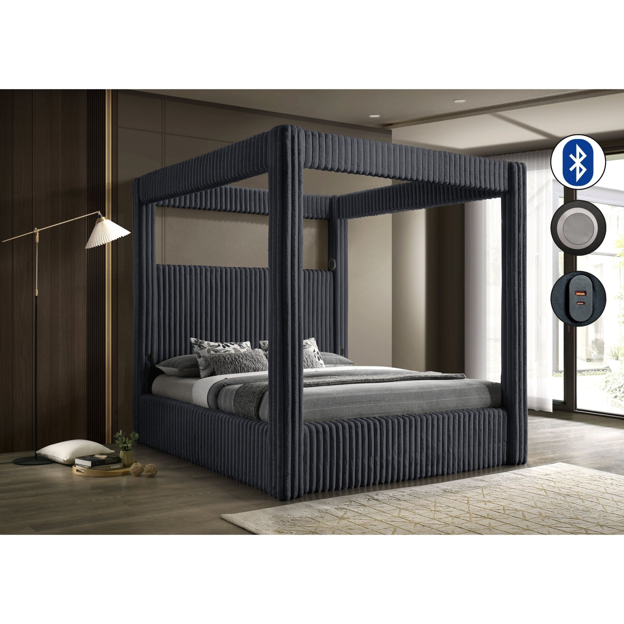 Heaven Charcoal Grey Canopy Bed