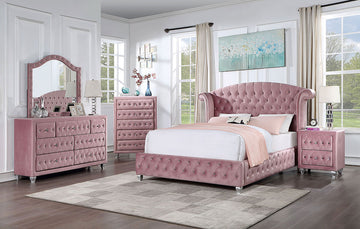 Zohar Pink Upholstered Bedroom Set