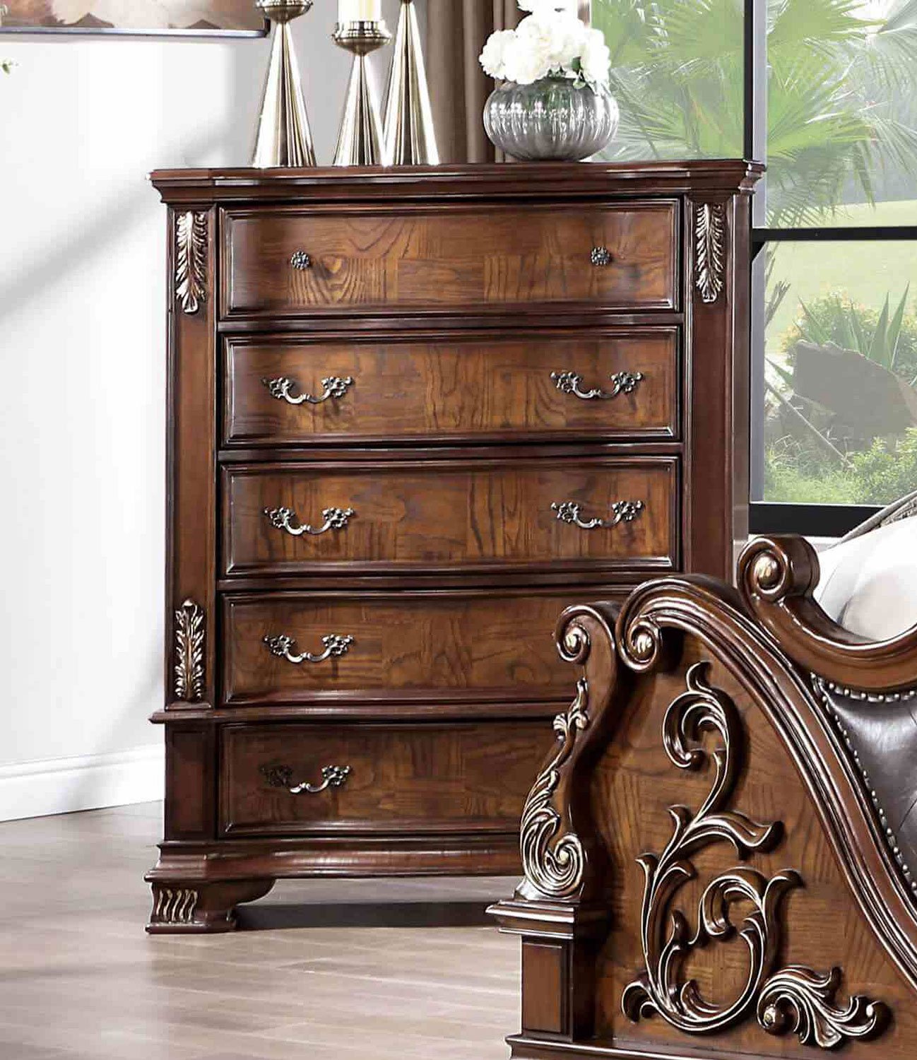 CM7478CH Esparanza Cherry Brown Bedroom Set