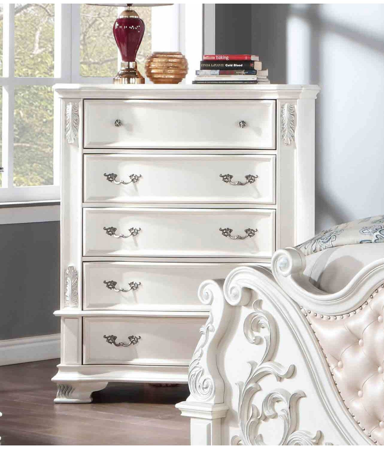 CM7478WH Esparanza Pearl White Bedroom Set