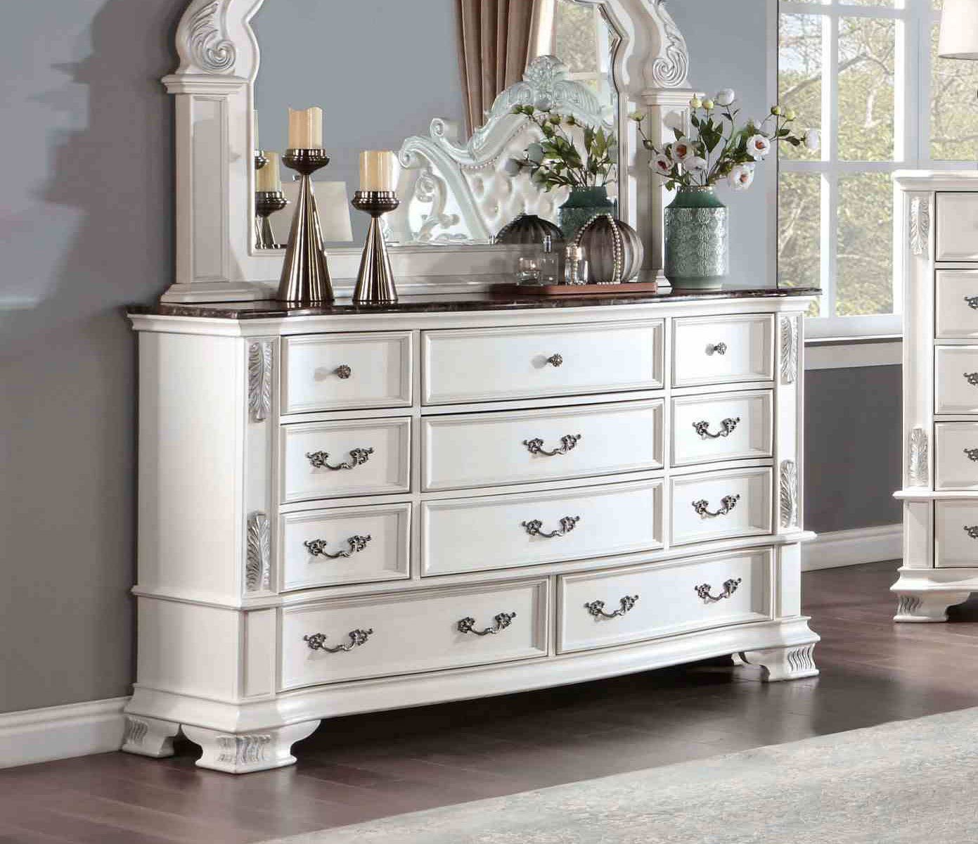 CM7478WH Esparanza Pearl White Bedroom Set