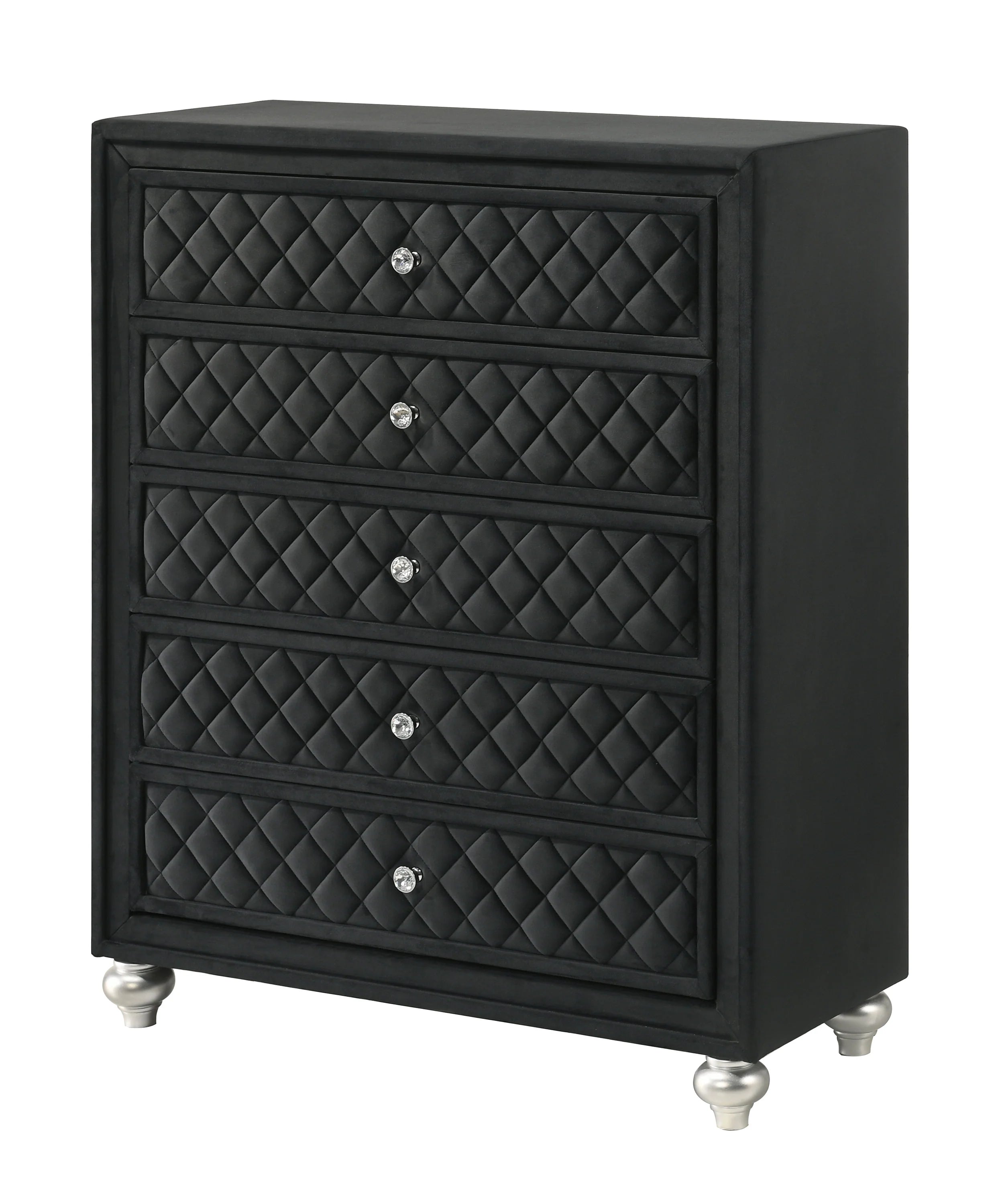 Cameo Black Upholstered Panel Bedroom Set