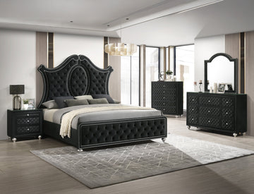Cameo Black Upholstered Panel Bedroom Set