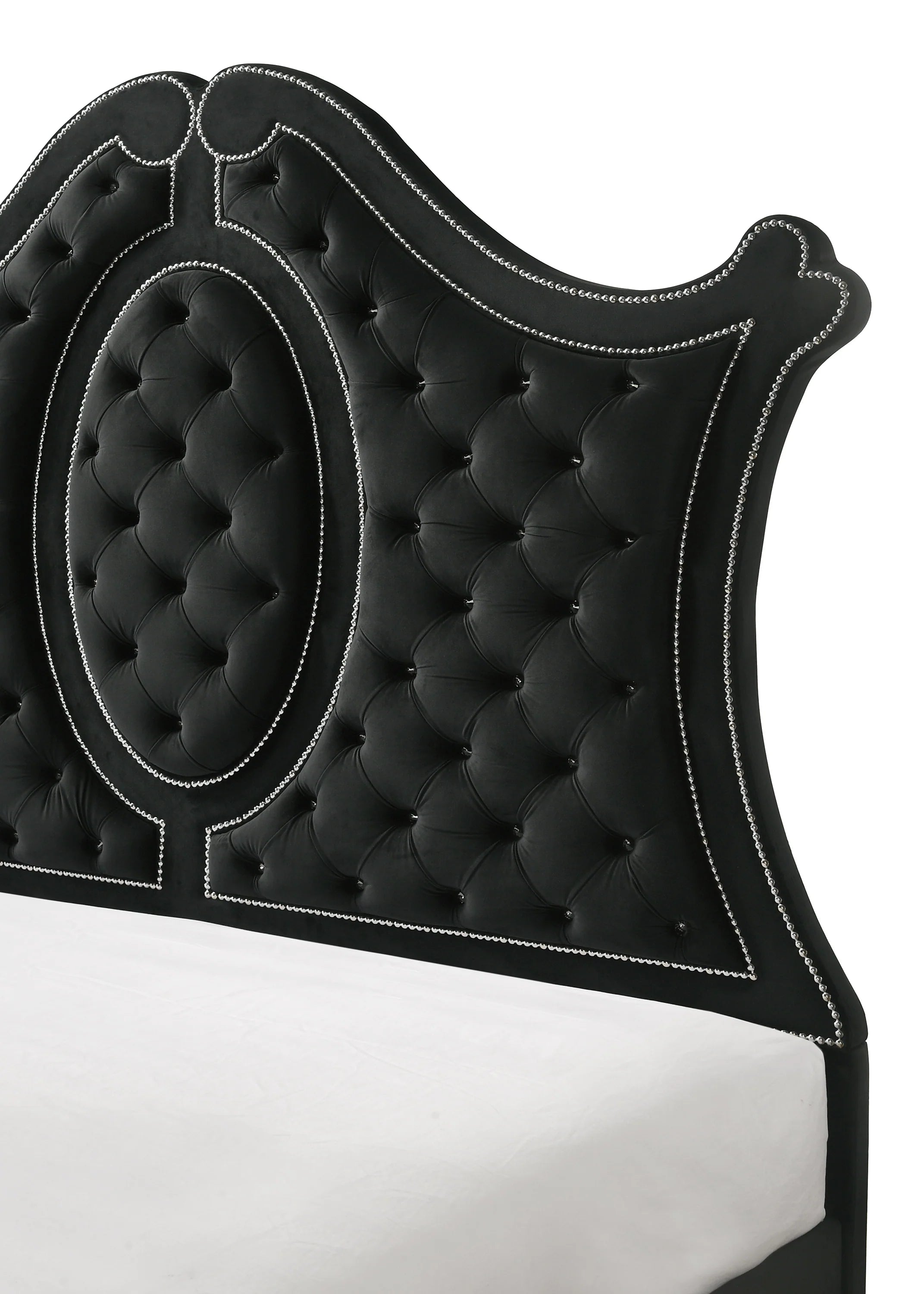 Cameo Black Upholstered Panel Bedroom Set