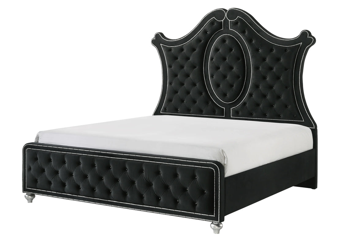 Cameo Black Upholstered Panel Bedroom Set