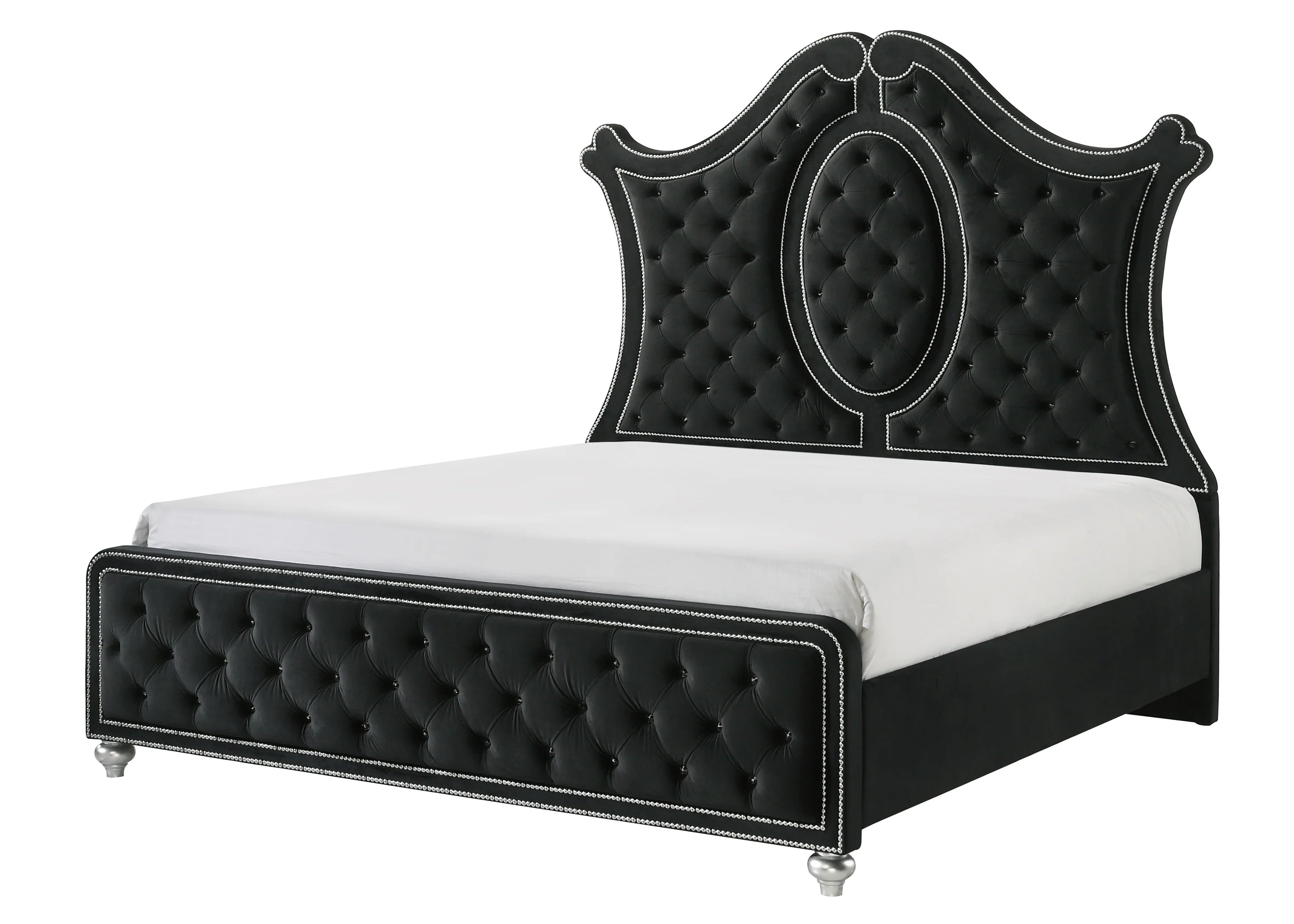 Cameo Black Upholstered Panel Bedroom Set