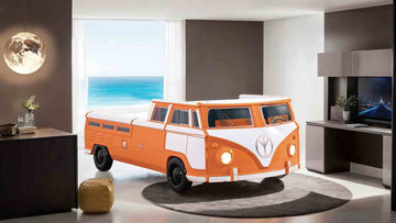 Furniture of America Axel Peace Bus Twin Bed (orange & teal)