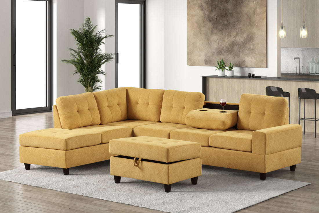 Empire Heights Performance Fabric Reversible Sectional + Ottoman