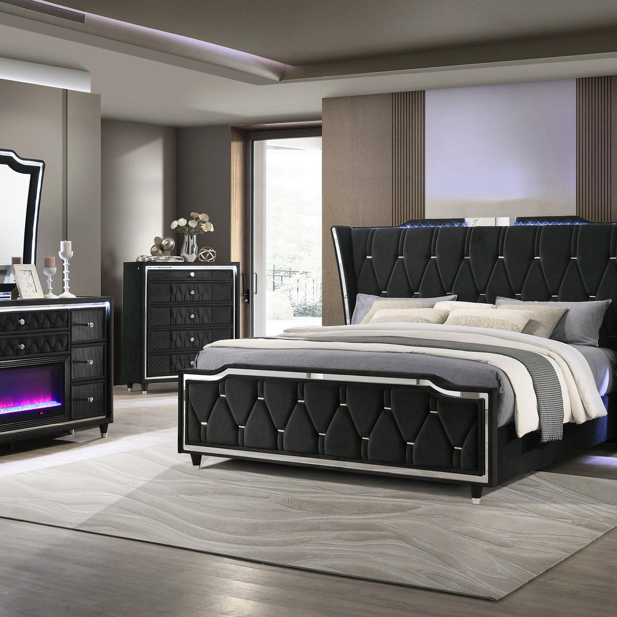 Coaster Lorient Black 7 Piece Bedroom Set