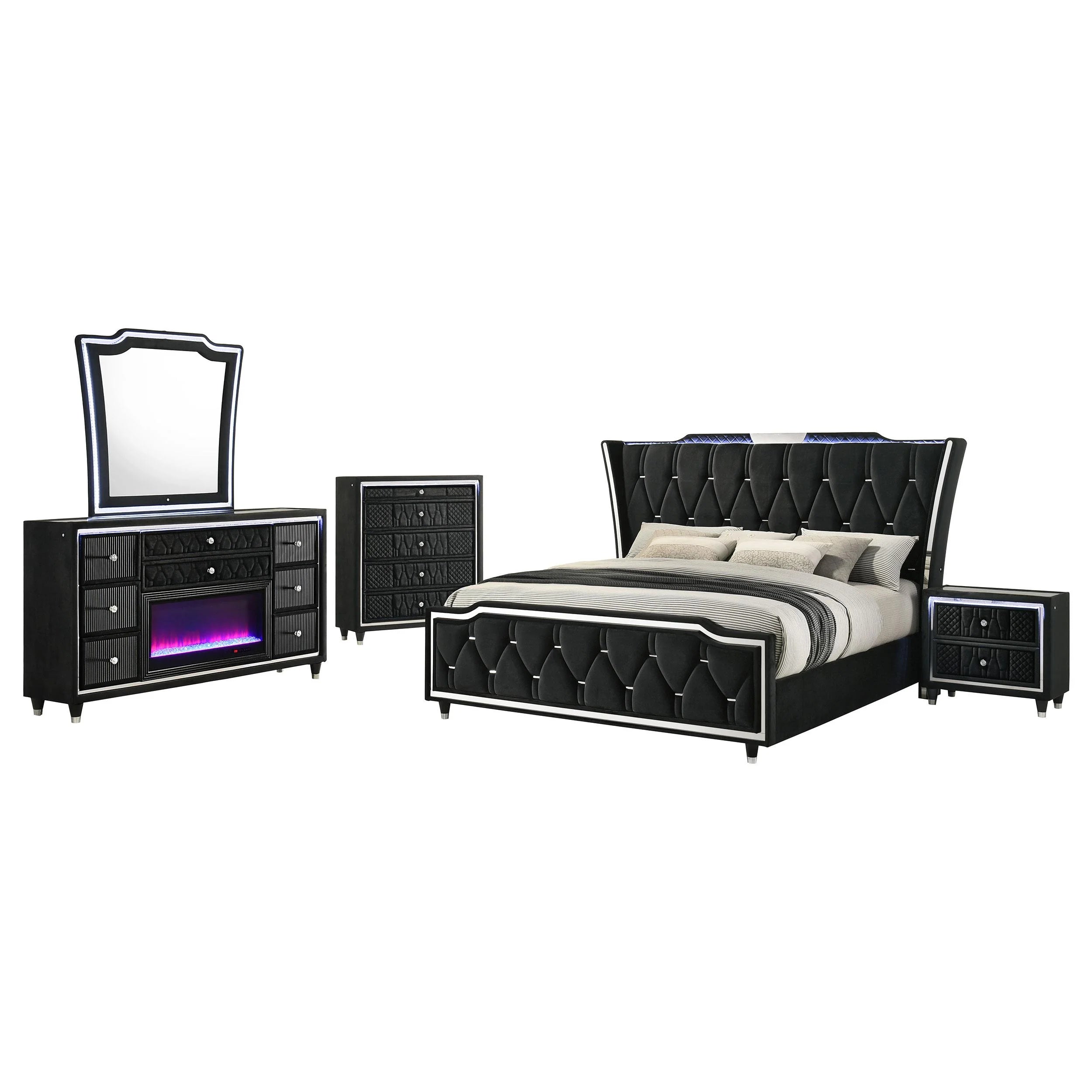 Coaster Lorient Black 7 Piece Bedroom Set
