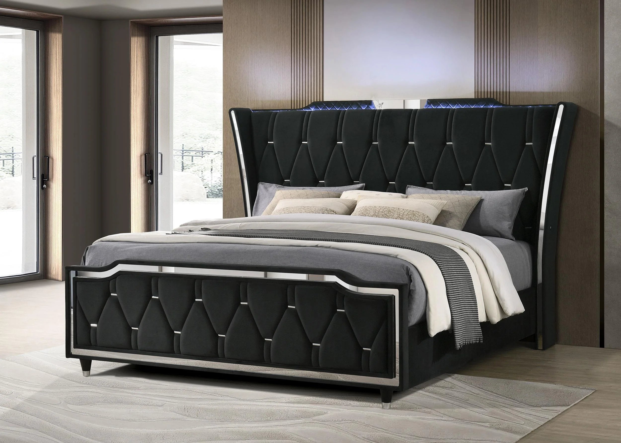 Coaster Lorient Black Upholstered Bed