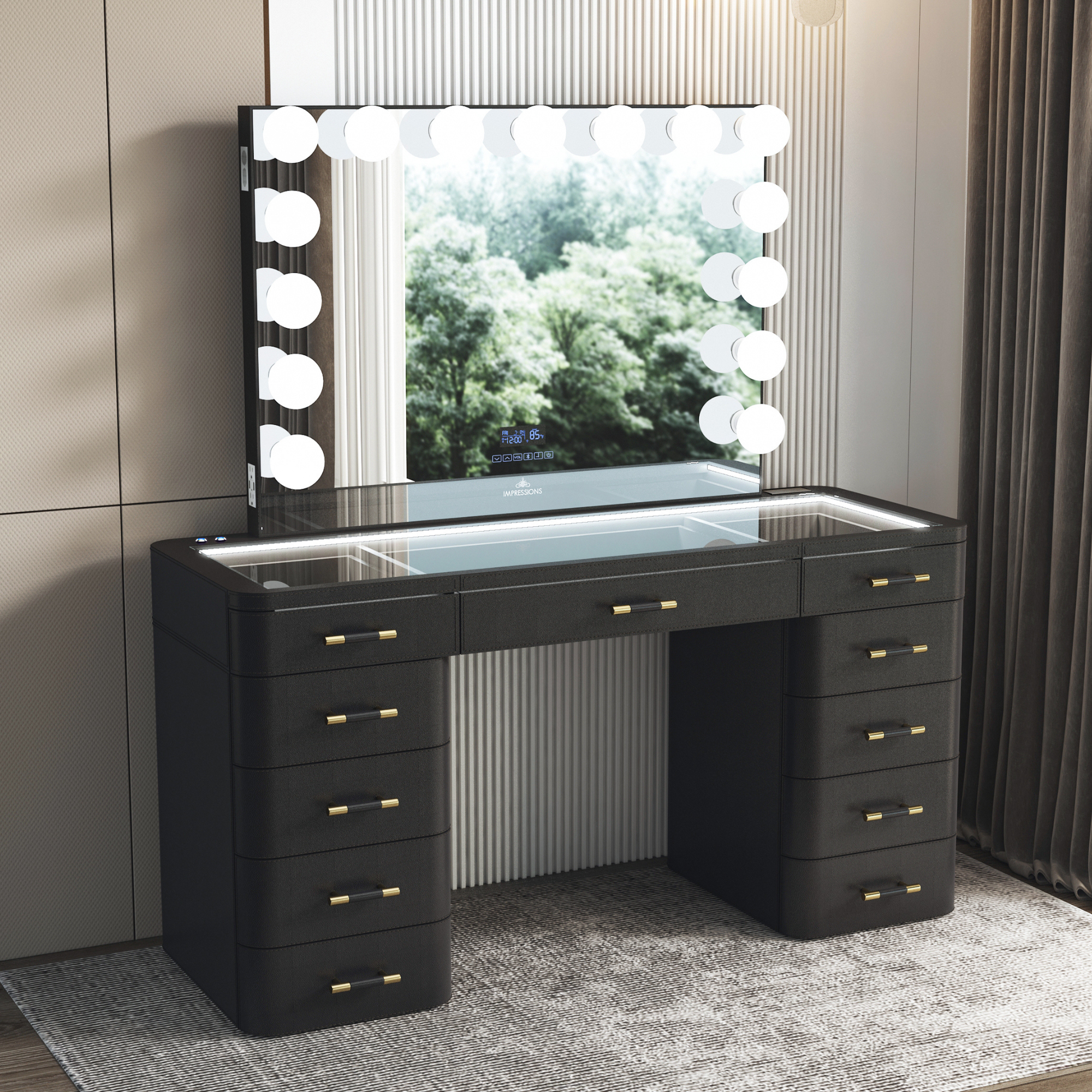 SlayStation® Maison Premium Vanity Table w/ RGB Light + Vanity Mirror Bundle