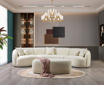 Empire Ivory Boucle 3-Piece Curved Sectional