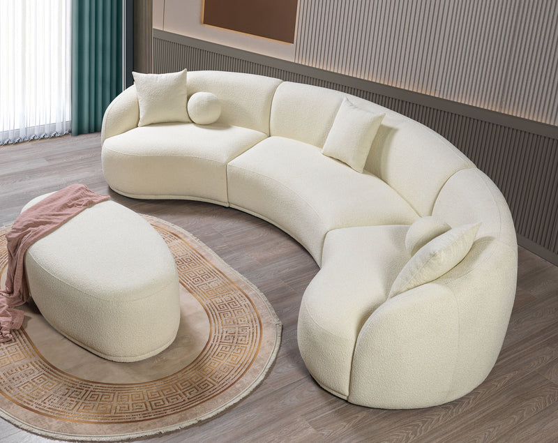 Empire Ivory Boucle 3-Piece Curved Sectional