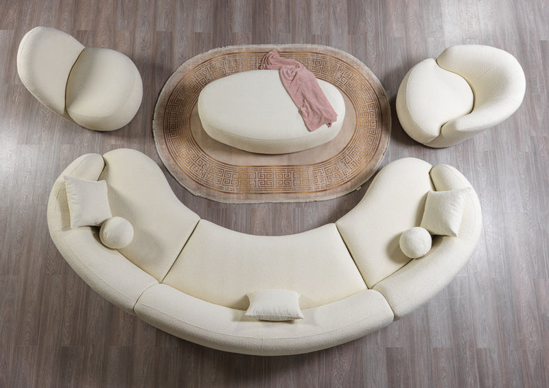 Empire Ivory Boucle 3-Piece Curved Sectional