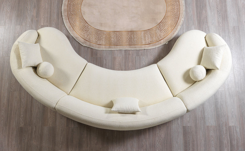 Empire Ivory Boucle 3-Piece Curved Sectional
