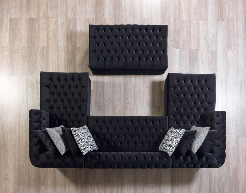 Empire Lauren Black Velvet Double Chaise Sectional