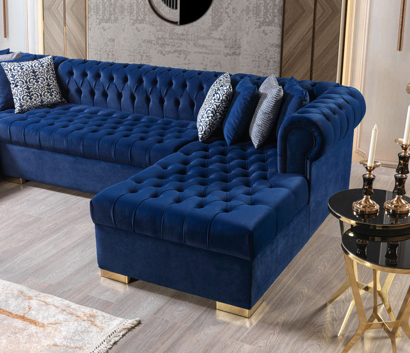 Empire Lauren Navy Velvet Double Chaise Sectional