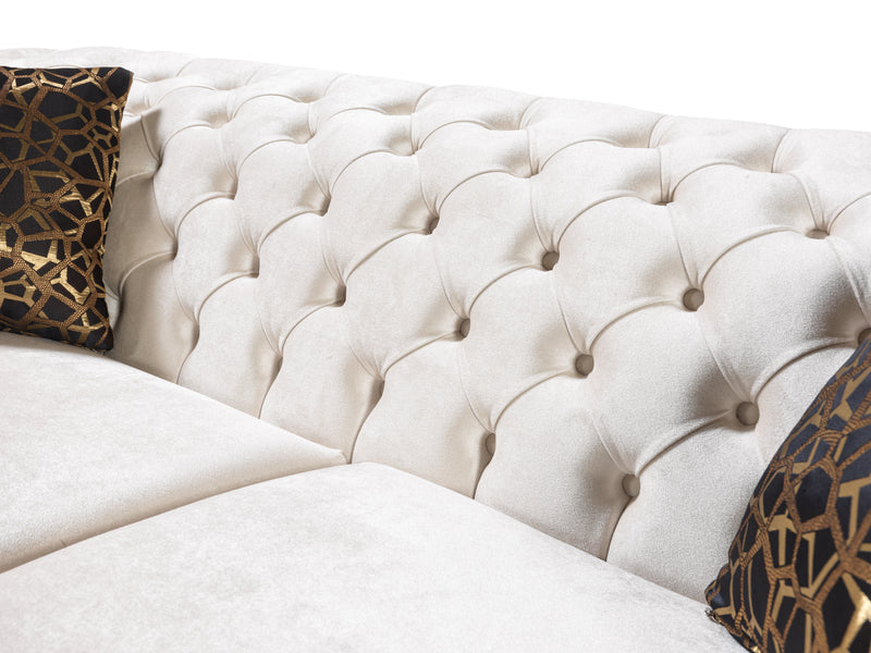 Empire Stefan Ivory Velvet Sofa 98" & Loveseat 79"