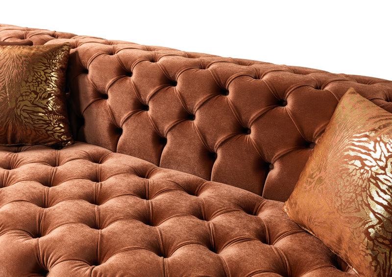 Empire Terra Orange Velvet Double Chaise Sectional