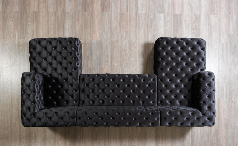 Empire Terra Black Velvet Double Chaise Sectional