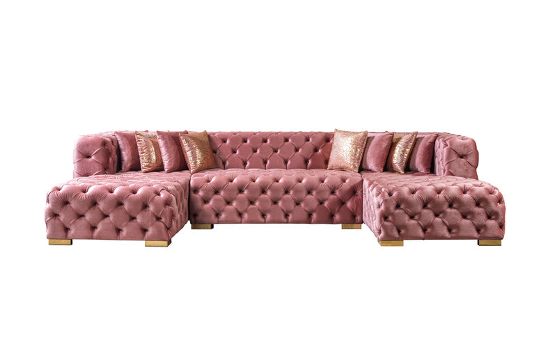 Empire Terra Pink Velvet Double Chaise Sectional