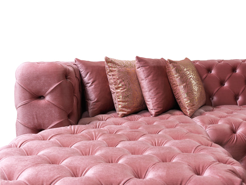 Empire Terra Pink Velvet Double Chaise Sectional