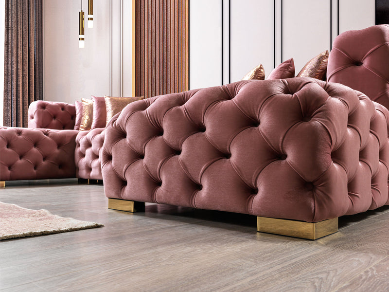 Empire Terra Pink Velvet Double Chaise Sectional