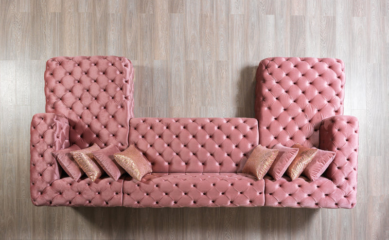 Empire Terra Pink Velvet Double Chaise Sectional