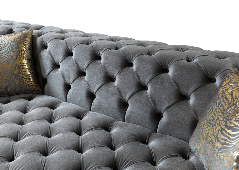 Empire Terra Gray Velvet Double Chaise Sectional