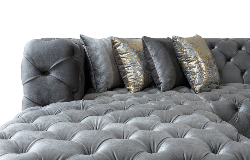 Empire Terra Gray Velvet Double Chaise Sectional