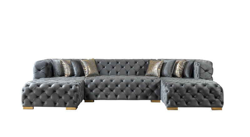 Empire Terra Gray Velvet Double Chaise Sectional