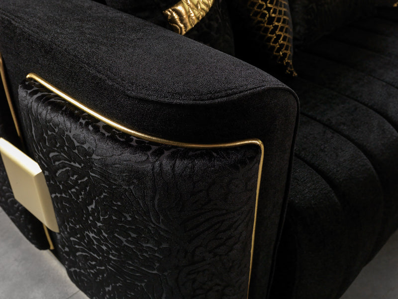 Empire Damon Black Velvet Sofa & Loveseat
