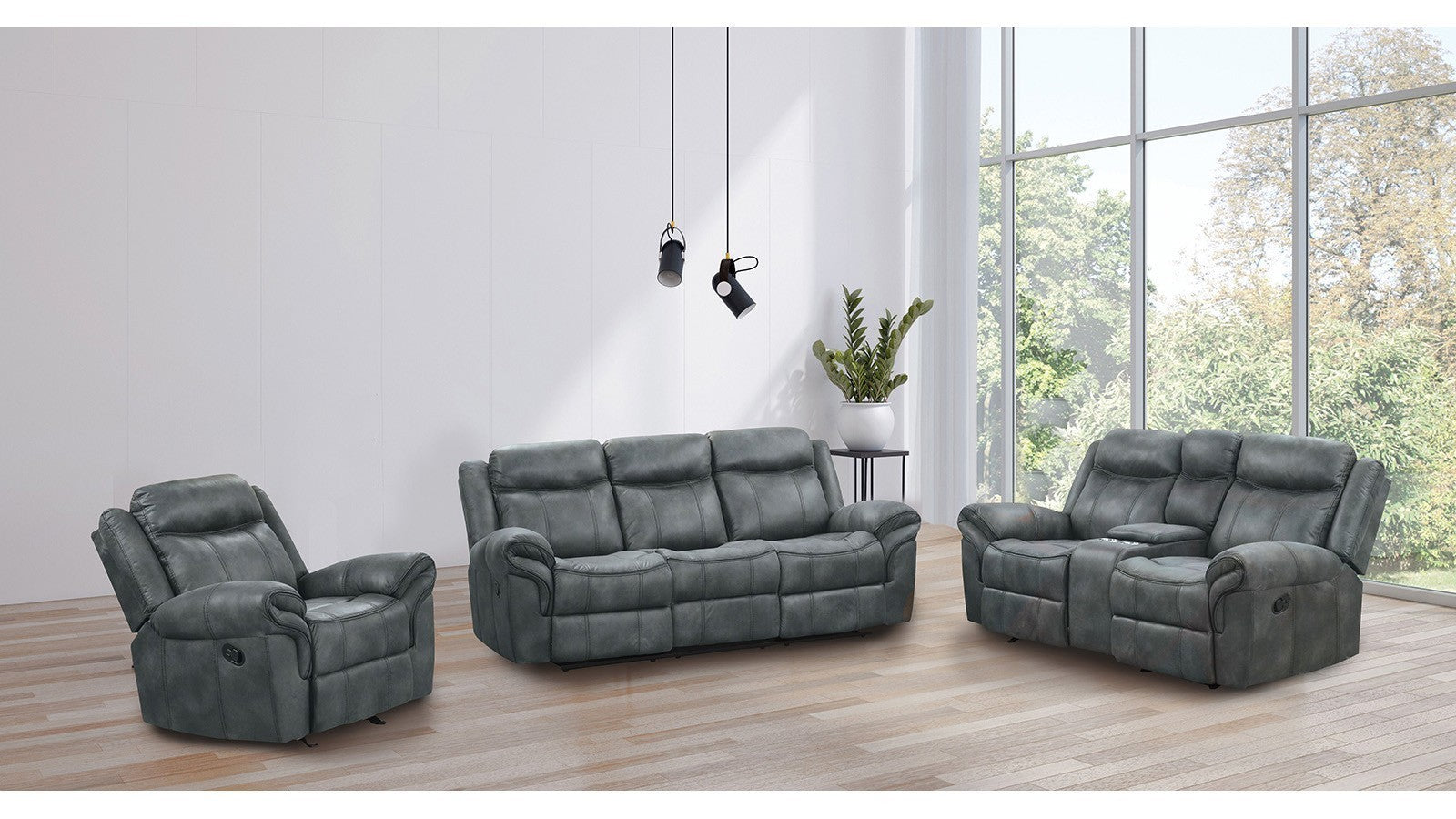 Empire Odyssey 3pc Reclining Set (Available in Black, Brown, Light grey and Dark Grey )