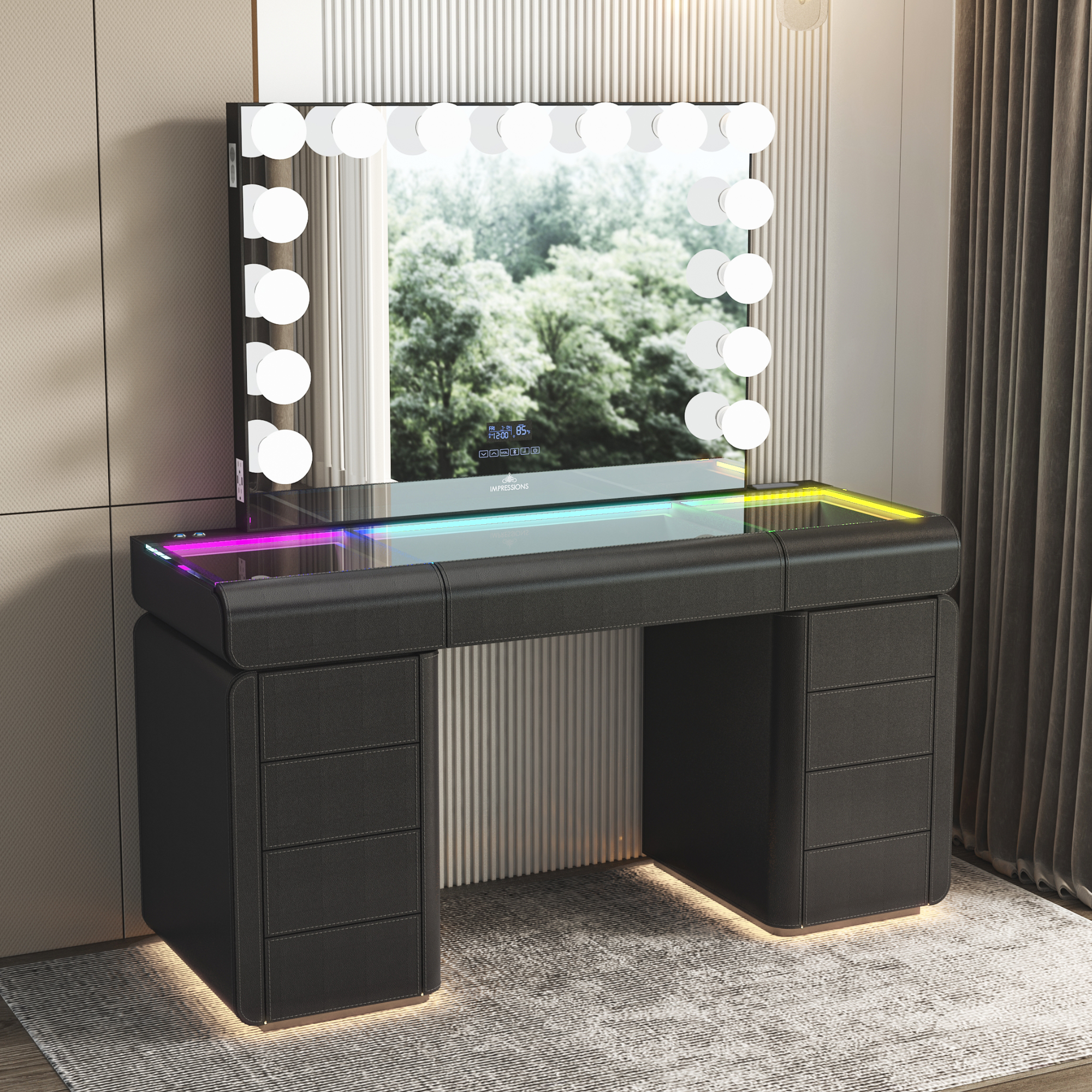 SlayStation® Palazzo Premium Vanity Table w/ RGB Light + Vanity Mirror Bundle