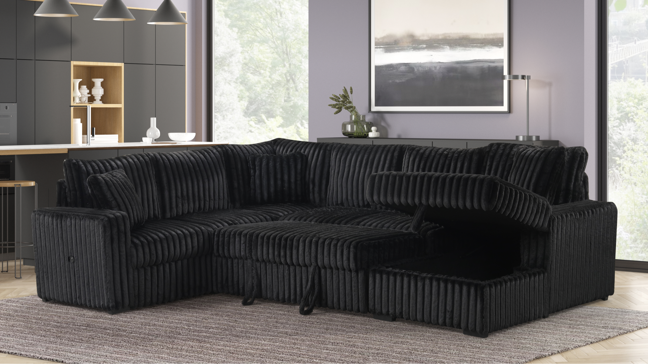 Devonshire Black Sleeper Sectional