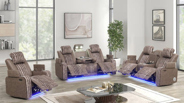 Empire Transformer Brown Reclining Sofa Set