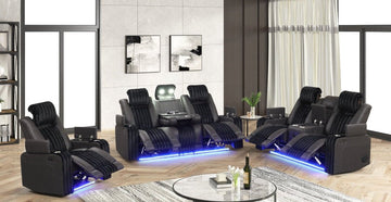 Empire Transformer Black Reclining Sofa Set