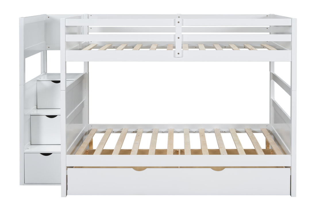 EMPIRE FULL/FULL Bunk Bed w/Twin Trundle + Staircase Storage