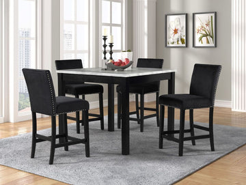 Empire Kors Velvet Black Counter Height 5pc Dining Set