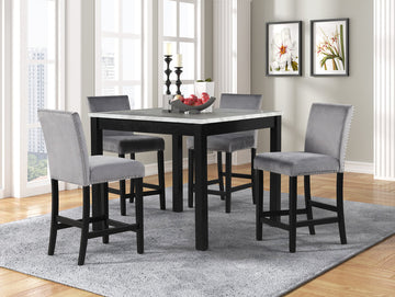 Empire Kors Velvet Grey Counter Height 5pc Dining Set