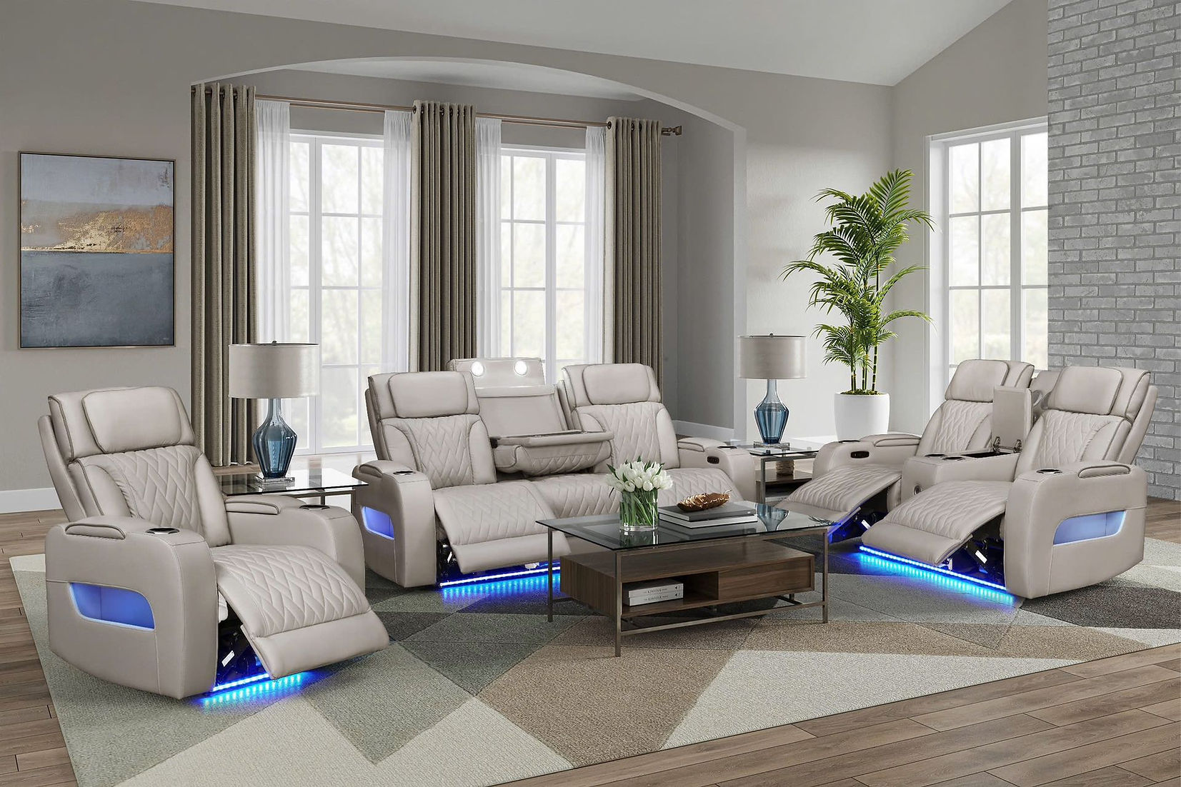 Skyline Sand 3pc Power Reclining Set