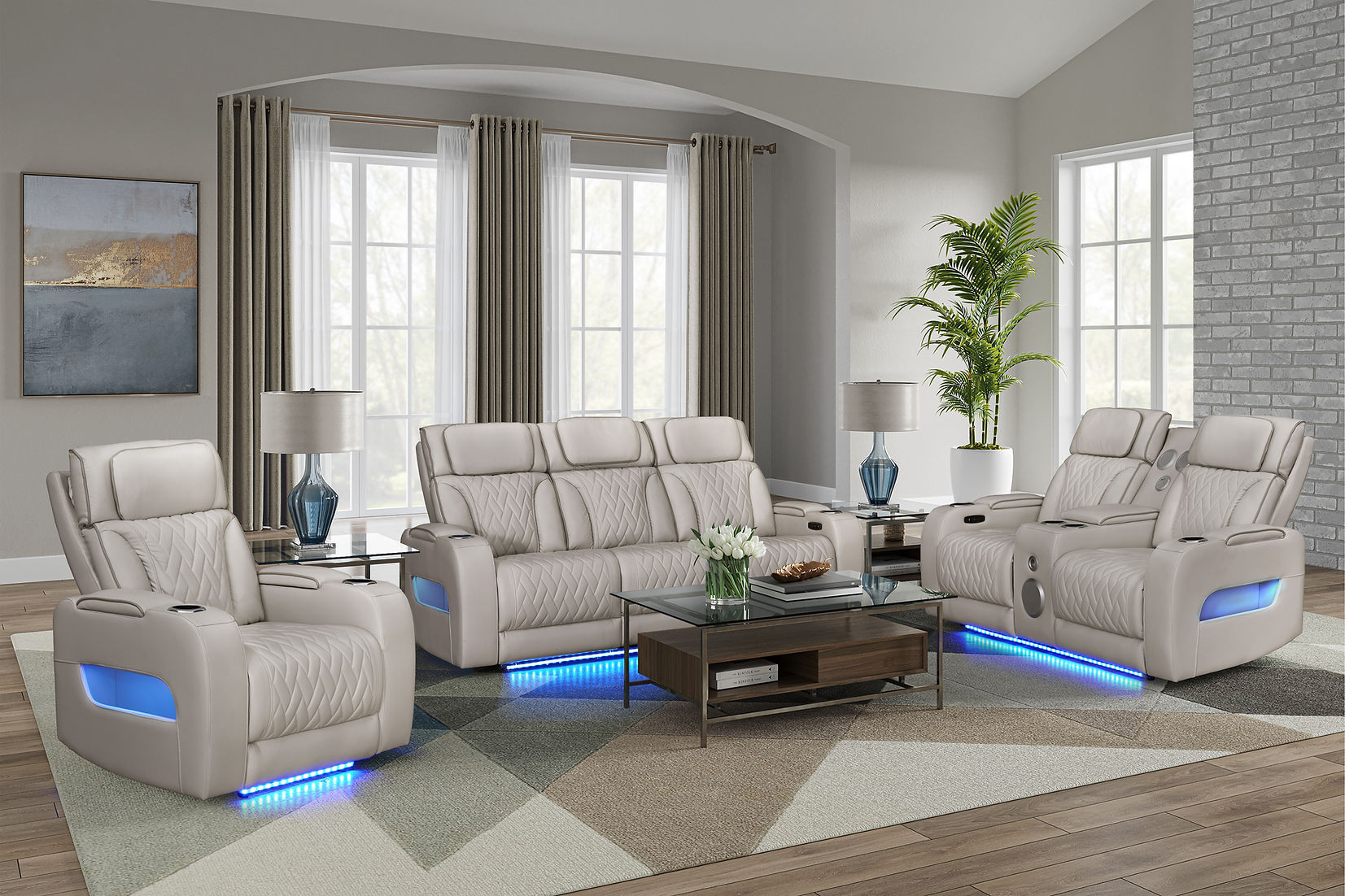 Skyline Sand 3pc Power Reclining Set