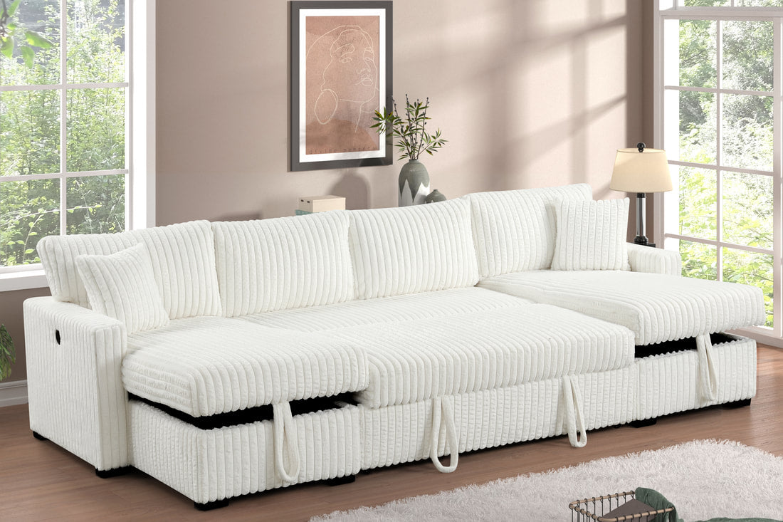 Empire Teddy Double Storage Chaise Sectional with Pull out Bed