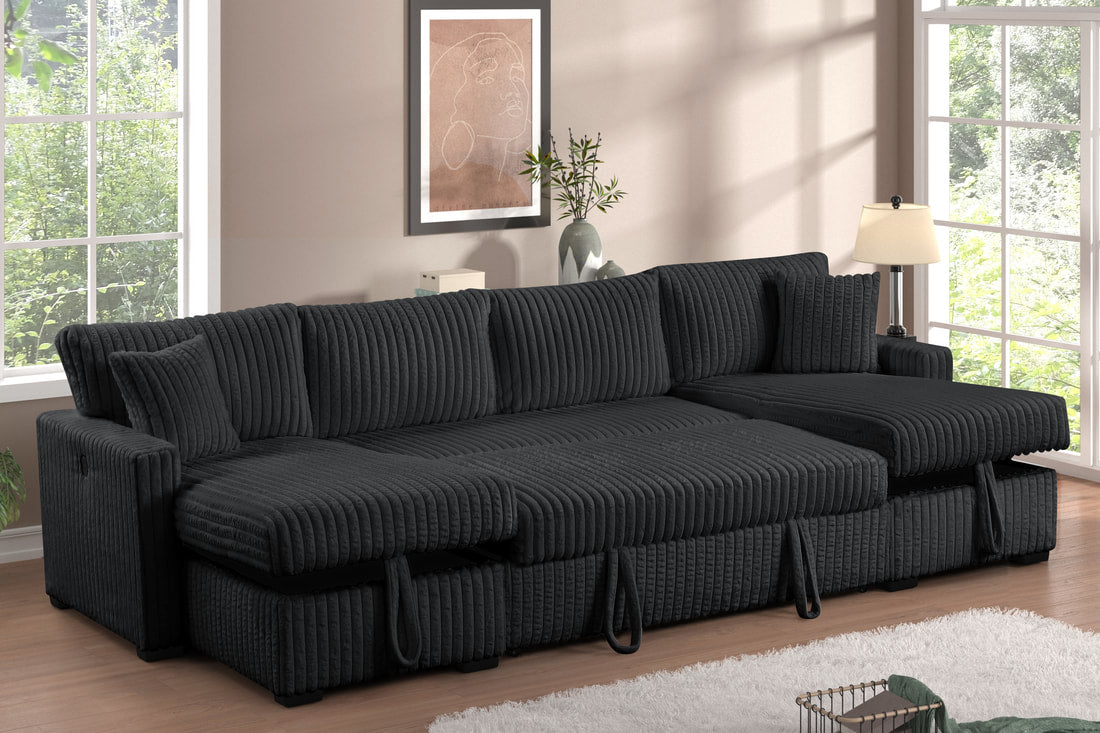 Empire Teddy Double Storage Chaise Sectional with Pull out Bed