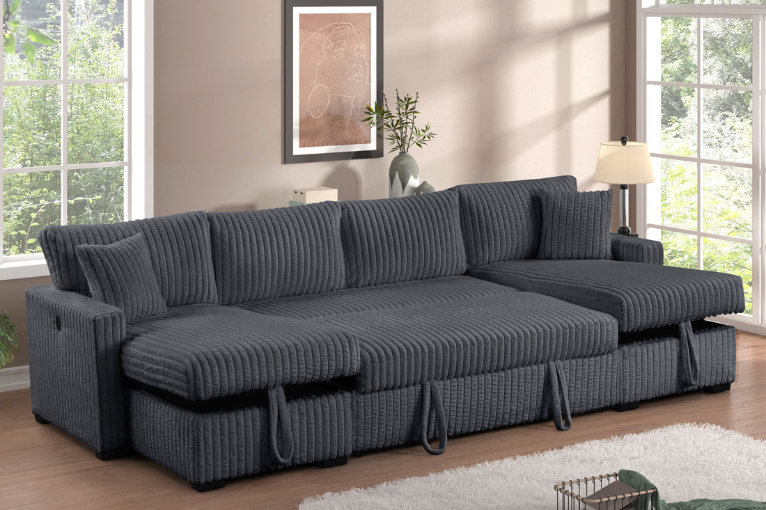 Empire Teddy Double Storage Chaise Sectional with Pull out Bed