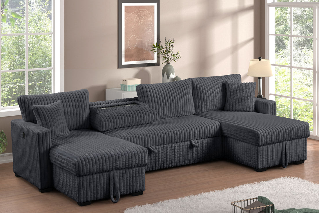 Empire Teddy Double Storage Chaise Sectional with Pull out Bed