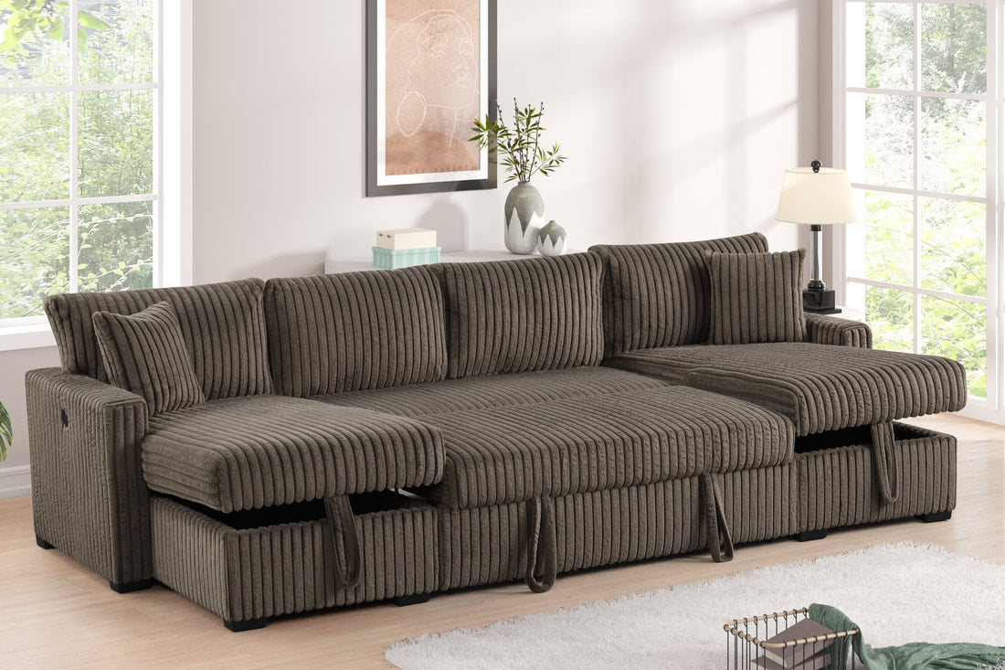 Empire Teddy Double Storage Chaise Sectional with Pull out Bed