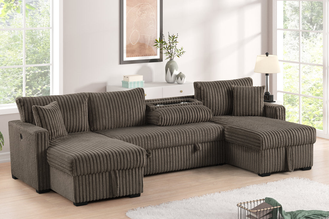 Empire Teddy Double Storage Chaise Sectional with Pull out Bed