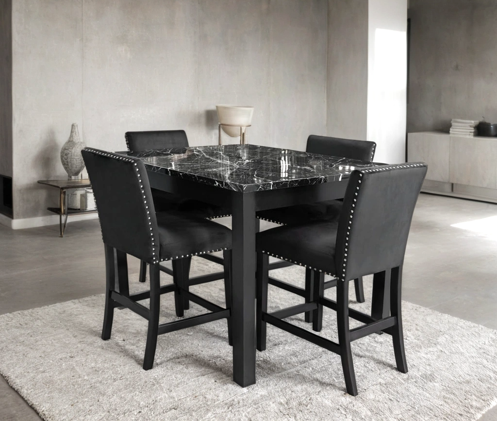Empire Kors Onyx Black Counter Height 5pc Dining Set